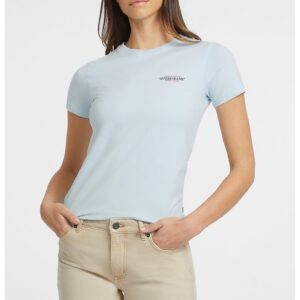 Tricou slim fit cu decolteu la baza gatului - Albastru deschis