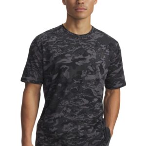 Tricou cu model si decolteu la baza gatului - Negru/Negru stins