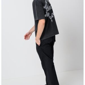 Tricou din bumbac organic cu imprimeu logo pe partea din spate Drip - Alb/Gri antracit