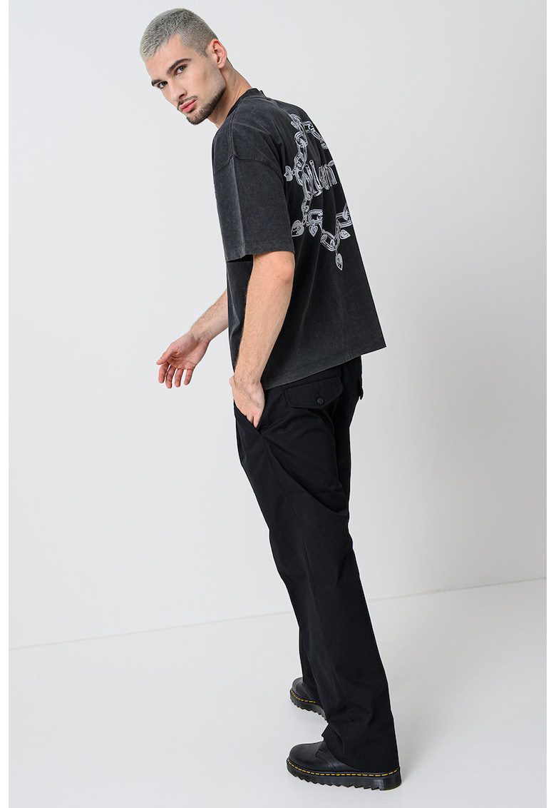 Tricou din bumbac organic cu imprimeu logo pe partea din spate Drip - Alb/Gri antracit