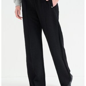 Pantaloni ampli cu cusaturi frontale Nargie - Negru stins