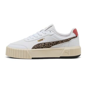 Pantofi sport Carina Mia Animal Flair din piele ecologica - Alb/Maro/Rosu stins