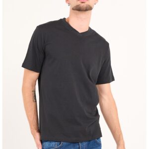 Tricou uni cu decolteu in V - Negru stins