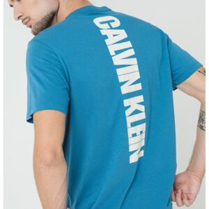 Tricou din bumbac cu imprimeu supradimensionat cu logo pe partea din spate - Albastru pastel