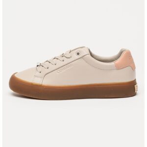 Pantofi sport low-cut de piele - Roz prafuit/Grej