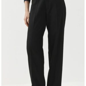 Pantaloni dama - cu picior drept - talie normala - negru - textil