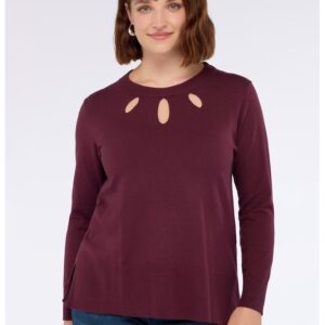 Pulover cu decupaje - Violet tyrian
