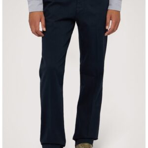 Pantaloni regular fit cu talie medie - Albastru inchis