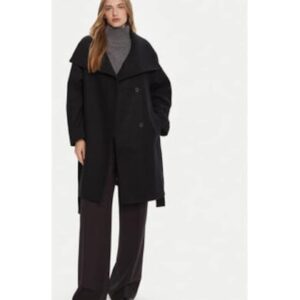 Palton dama - negru - 70% lana reciclata - 30% poliester -