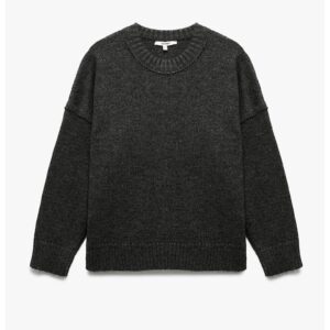 Pulover uni cu maneci cazute - Gri inchis