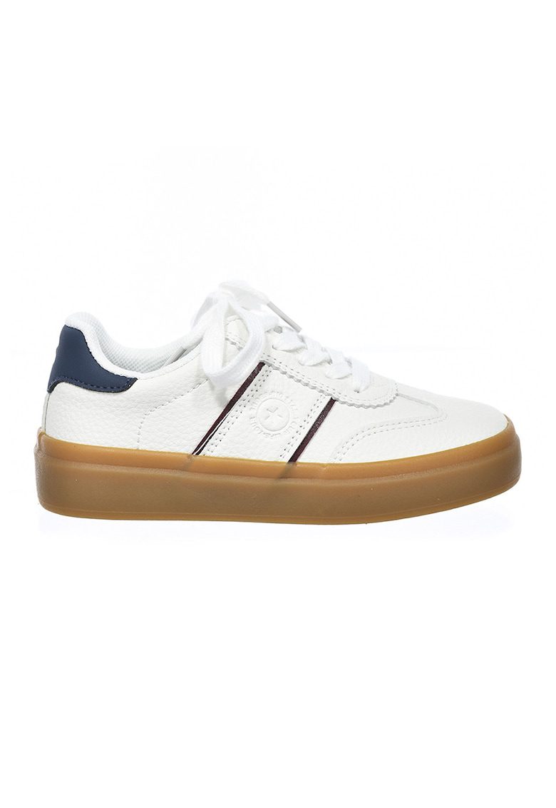 Pantofi sport low-cut de piele ecologica - Alb/Gri carbune