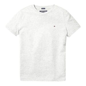 Tricou din bumbac organic cu decolteu la baza gatului - Gri deschis melange