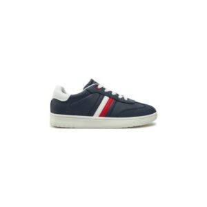 Pantofi sport copii -  piele ecologica - bleumarin - talpa alba - dunga rosie si alba