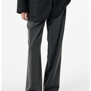 Pantaloni palazzo cu pliuri inversate frontale - Gri inchis melange