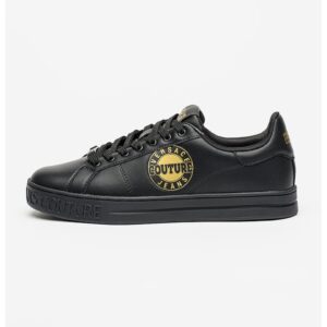 Pantofi psort de piele si piele ecologica cu logo lateral Court - Auriu/Negru