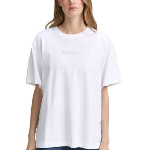 Tricou din bumbac cu design si logo pe partea din spate - Alb/Bej