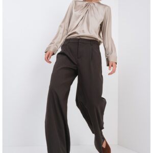 Pantaloni eleganti cu dungi discrete - Maro inchis