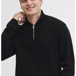 Pulover cu fenta cu fermoar - Negru