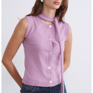 Pulover fara maneci cu nasturi - Lila