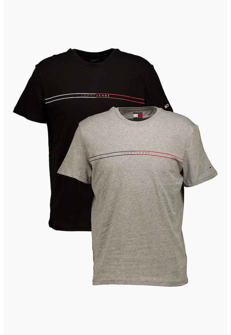 Set de tricouri slim-fit - 2 Piese - Negru/Gri deschis melange