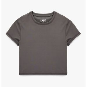 Tricou uni cu decolteu la baza gatului - Gri inchis