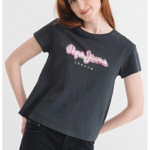 Tricou de bumbac Becky - Albastru prafuit/Alb optic/Roz prafuit