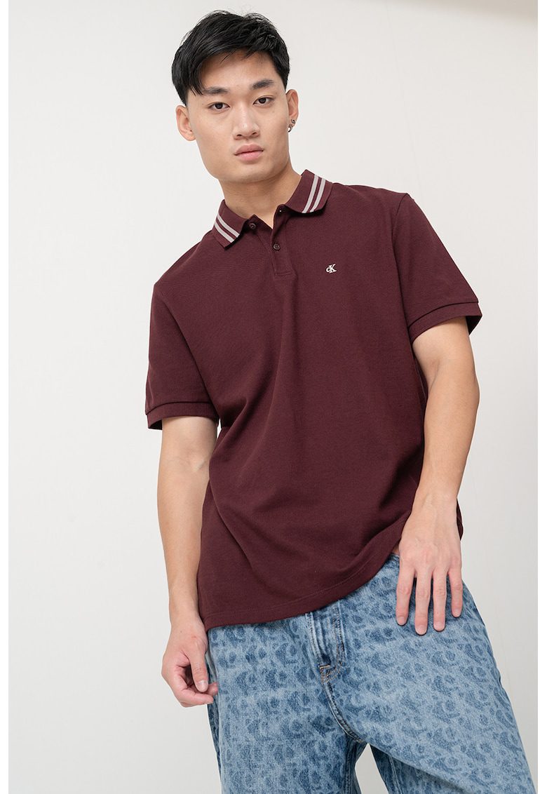 Tricou polo din bumbac - Violet pruna