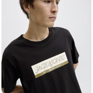 Tricou cu logo pe piept - Negru/Crem
