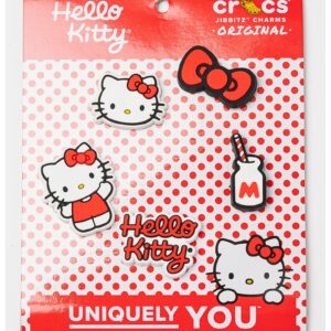 Set de talismane cu tematica Hello Kitty - pentru saboti Jibbitz - 5 piese - Rosu/Alb