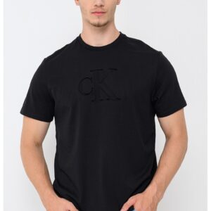 Tricou din bumbac cu logo in relief - Negru