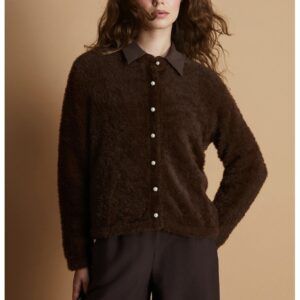 Cardigan tricotat cu nasturi - Maro