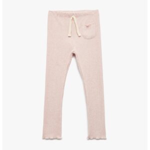 Pantaloni din amestec de bumbac cu talie elastica - Roz deschis
