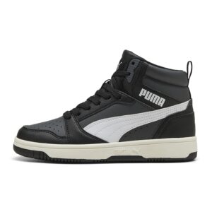 Pantofi sport Rebound V6 mid-cut din piele ecologica - Alb/Negru/Gri inchis