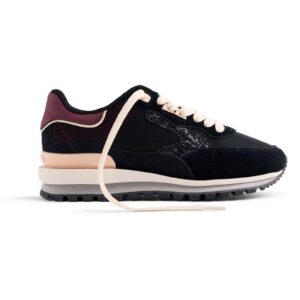 Pantofi sport de piele intoarsa cu garnituri de plasa - Negru
