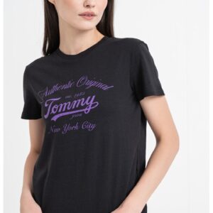 Tricou cu imprimeu text - Negru/Violet