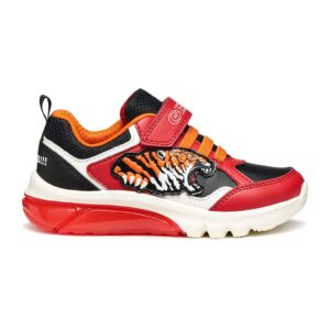 Pantofi sport cu model si LED-uri - Negru/Portocaliu/Rosu vermillion