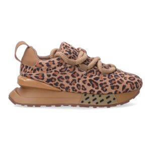Pantofi sport din piele intoarsa cu imprimeu animal