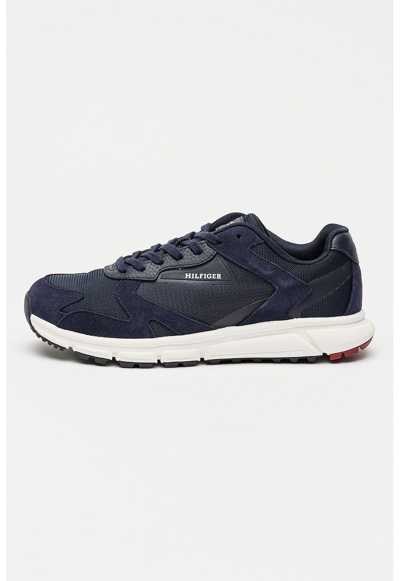 Pantofi sport cu insertii de piele intoarsa - Bleumarin