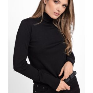 Pulover cu guler inalt S-Juli - dama - usor - negru - Negru