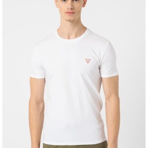 Tricou slim-fit cu decolteu la baza gatului - Alb