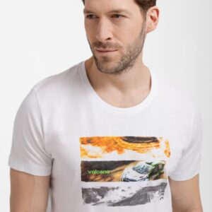 Tricou barbati  T-Reli - alb imprimeu - 43964 - Alb