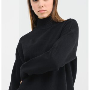 Pulover uni lejer cu guler inalt - Negru