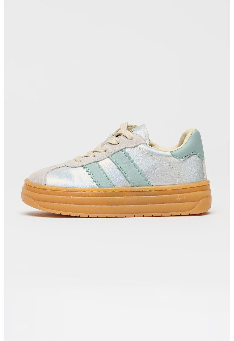 Pantofi sport low-cut flatform - Verde/Argintiu