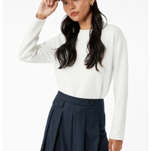 Pulover uni lejer - Alb fildes