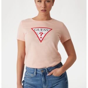 Tricou din bumbac cu imprimeu logo - Piersica