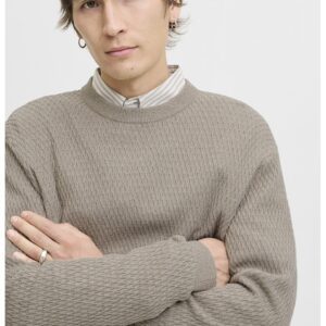 Pulover slim fit cu model texturat - Grej