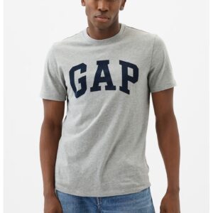 Tricou de bumbac cu imprimeu logo - Gri melange/Bleumarin