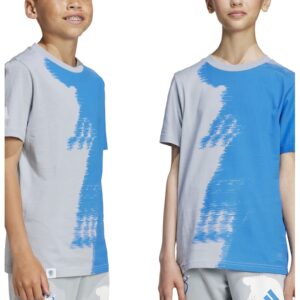 Tricou cu imprimeu abstract pentru fotbal - Alb/Gri deschis/Albastru