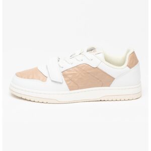 Pantofi sport cu talpa plata - velcro si sireturi Hadrian - Alb/Maro deschis
