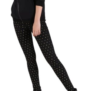 Pantaloni dama Luquem - talie inalta - detalii stralucitoare - negru -